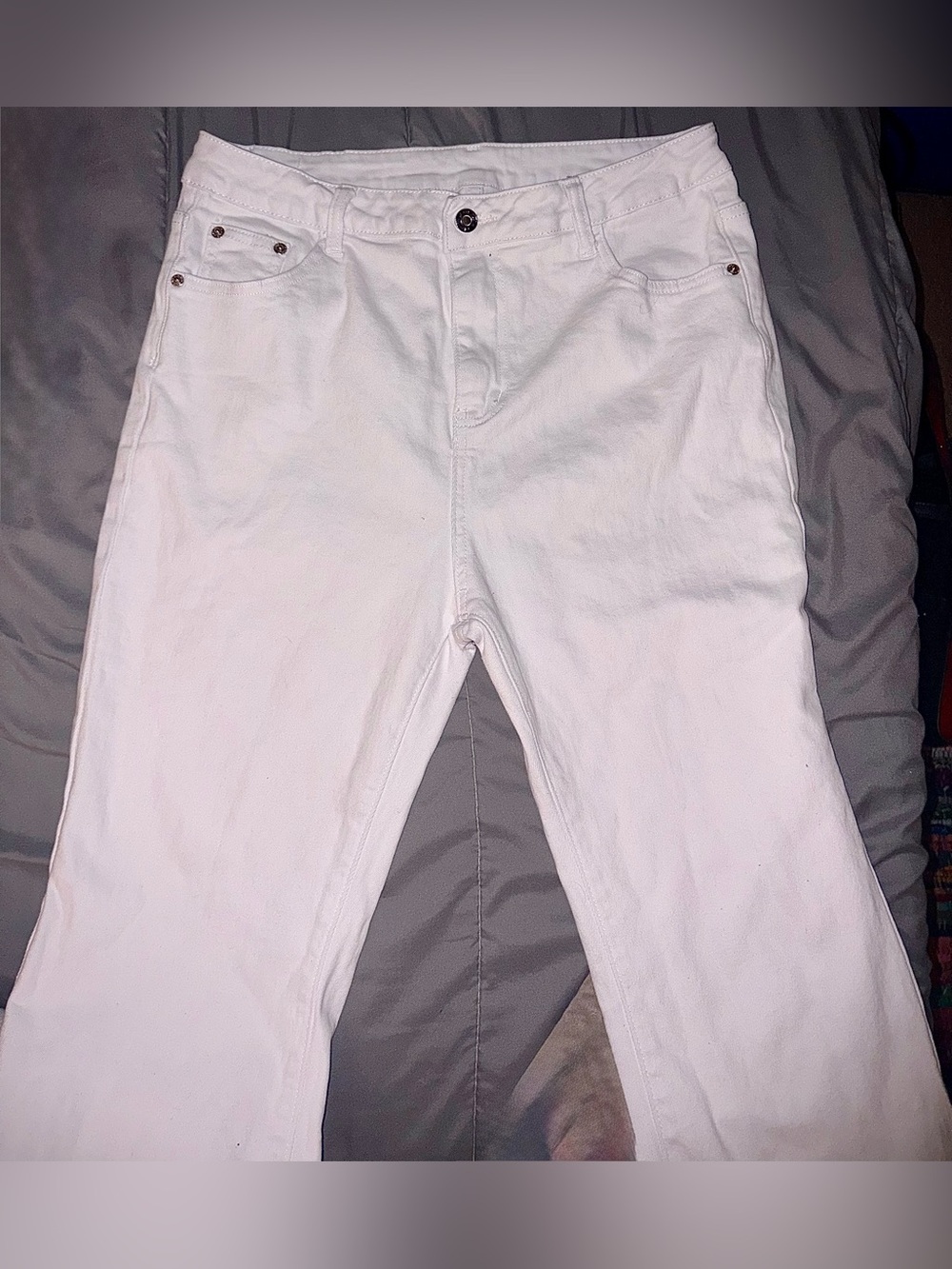 Classic White Denim Jeans Flare